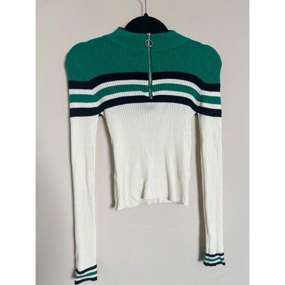 Garage White & Green Half-Zip Shirt - Size X-Small - Picture 2 of 6